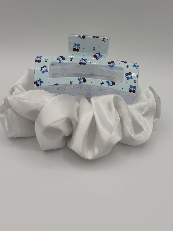 Blue Cherry Bow - Hair Claw