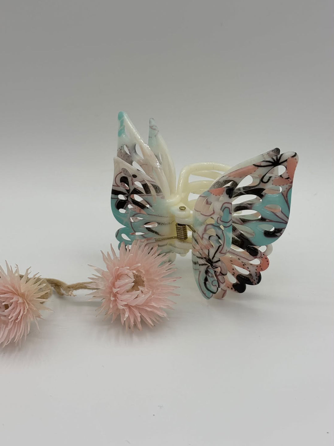 Peach Blue Butterfly - Hair Claw