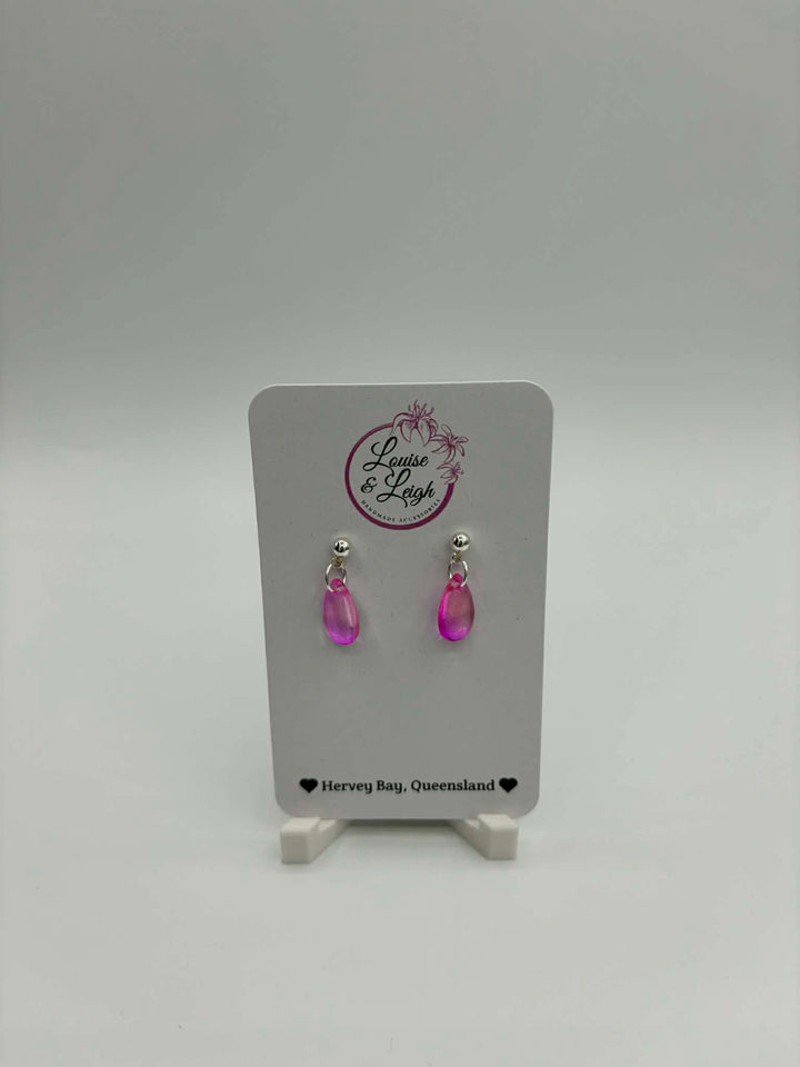 Sheer Pink Teardrop - Charm Earrings