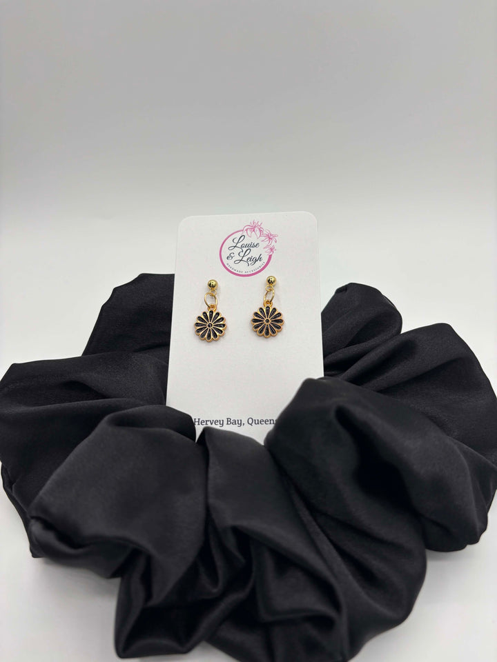 Black Flowers - Charm Earrings