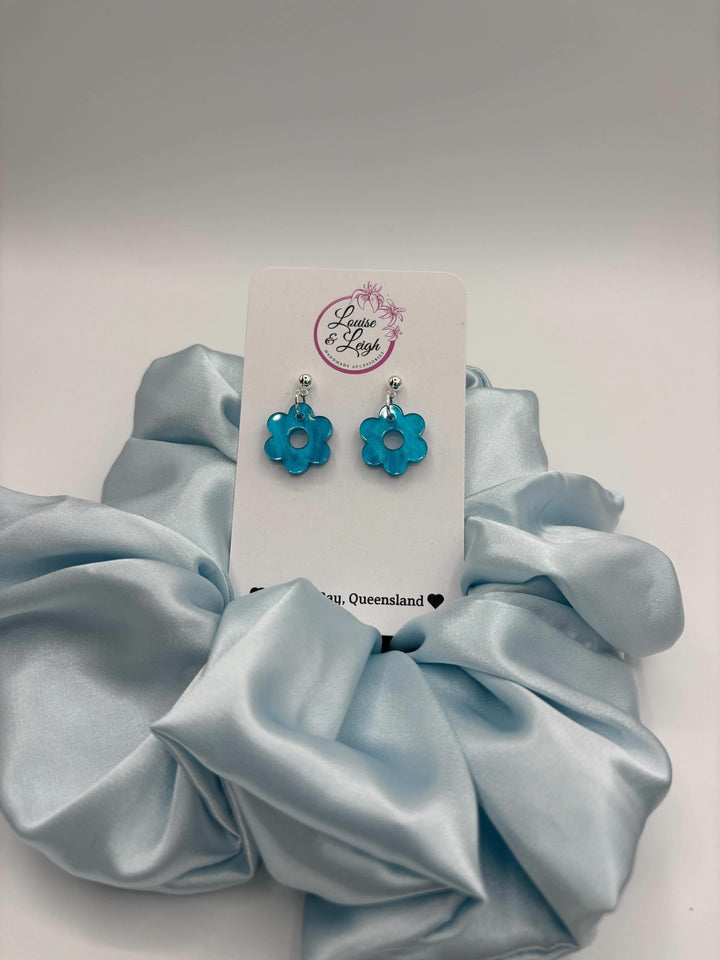 Ocean Blue Flowers - Charm Earrings