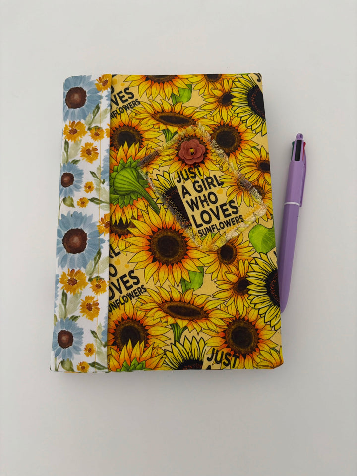 Loves Sunflowers Blues - Fabric Notebook Cover