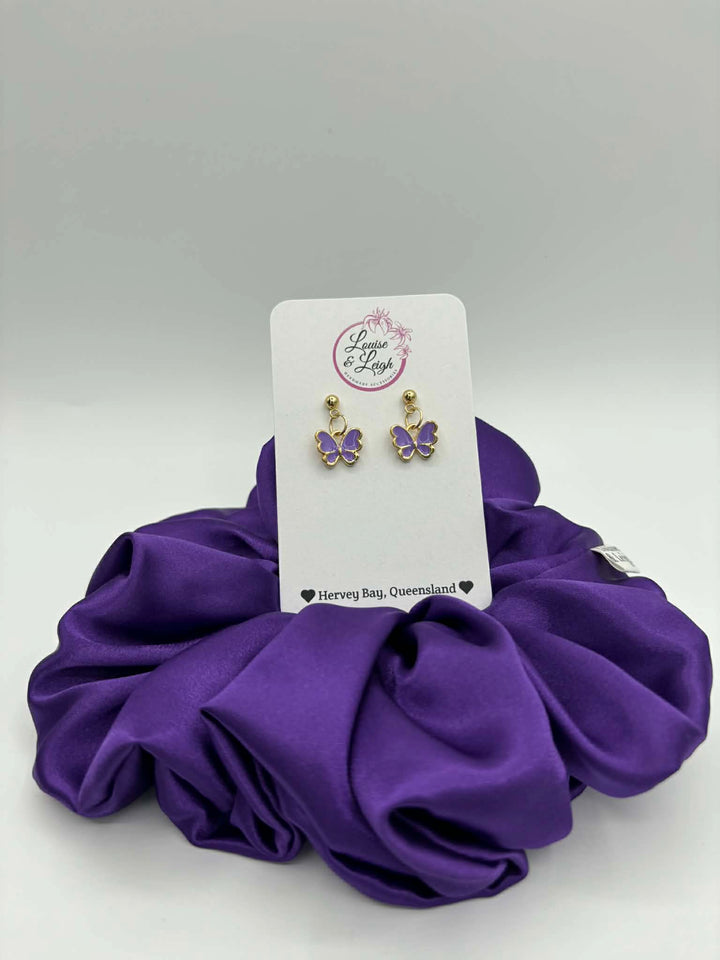 Purple Butterflies - Charm Earrings