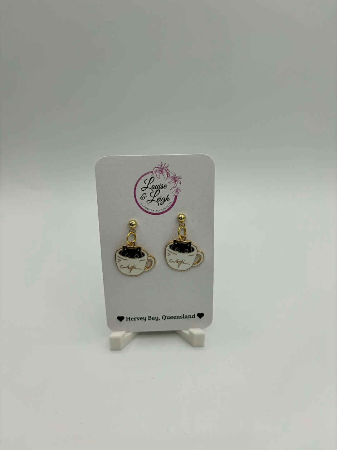 Cat in a Mug - Charm Earrings