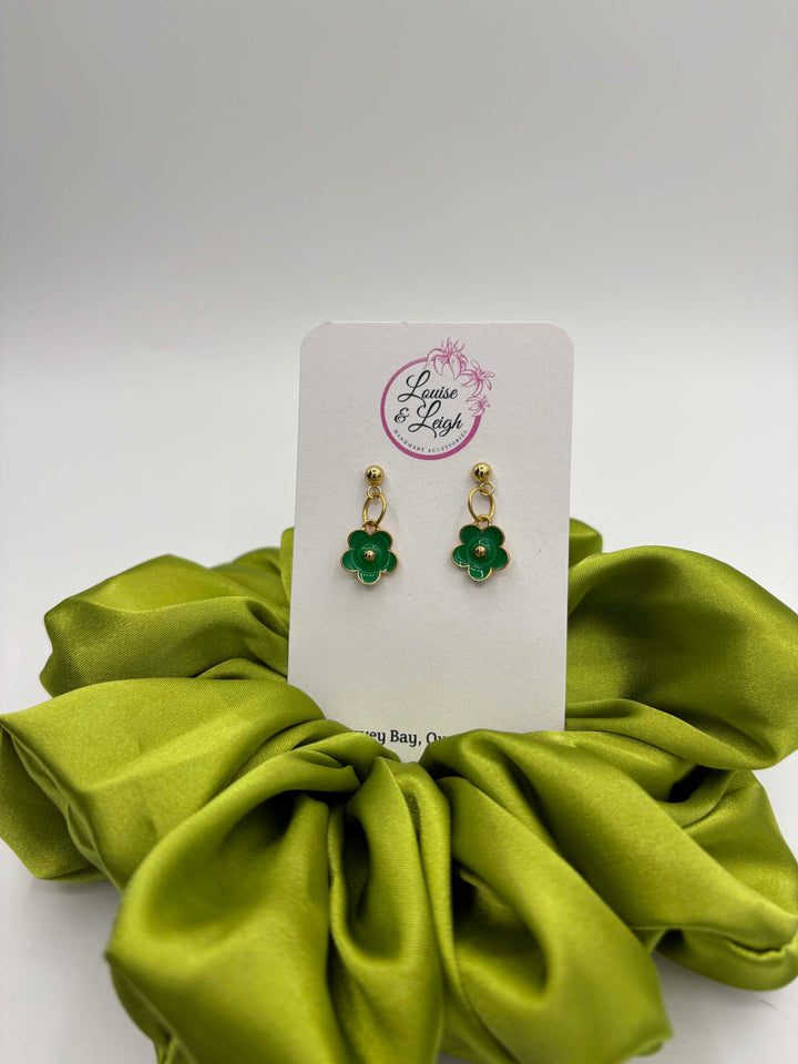 Green Flowers - Charm Earrings