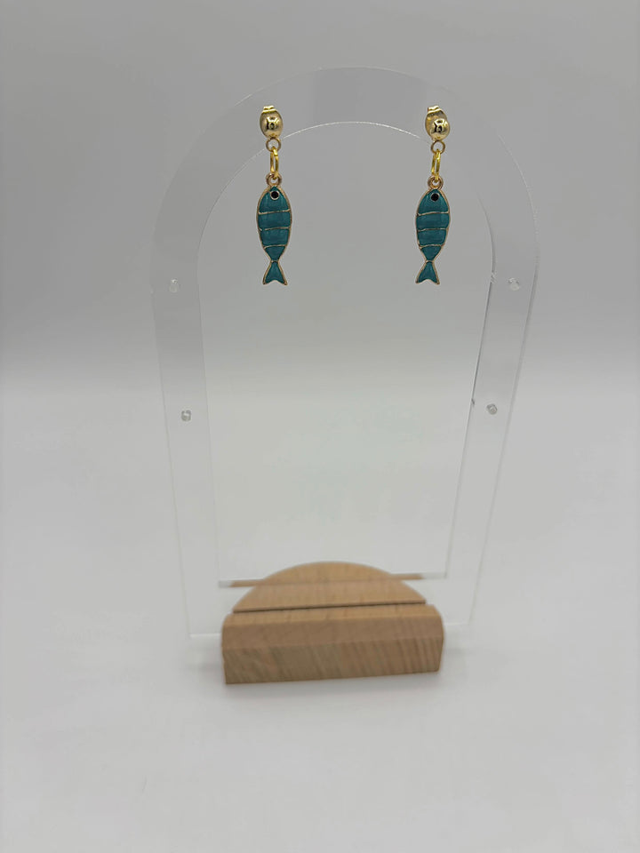 Teal Fish - Charm Earrings