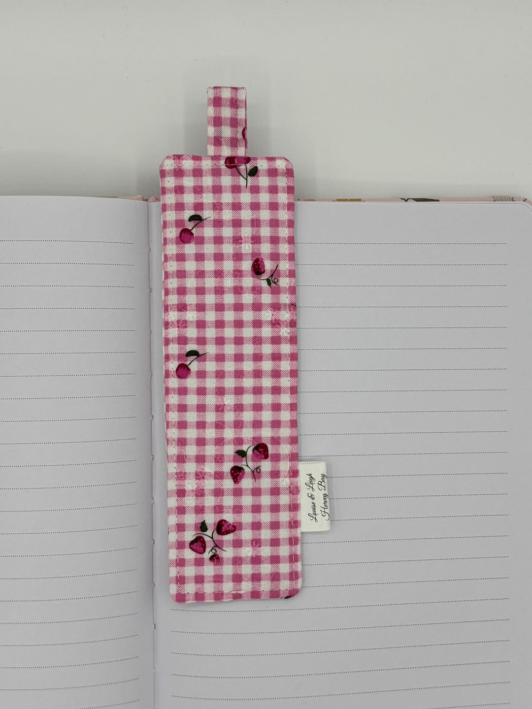 Berry Check - Fabric Bookmark