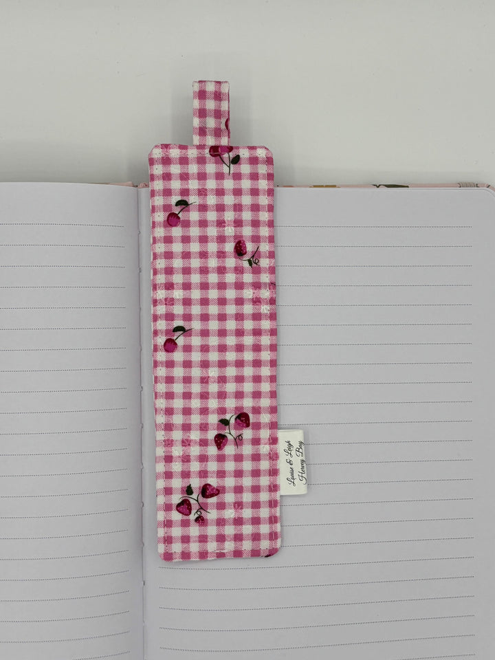 Berry Check - Fabric Bookmark