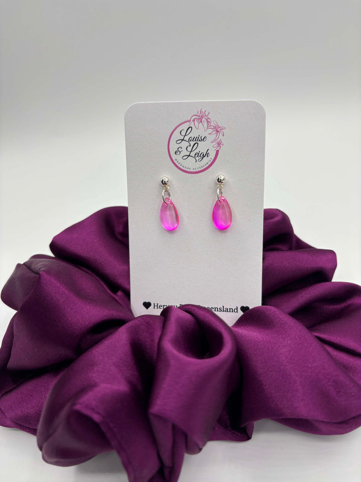 Sheer Pink Teardrop - Charm Earrings