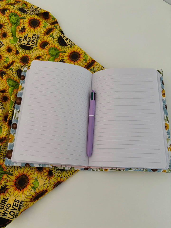 Loves Sunflowers Blues - Fabric Notebook Cover