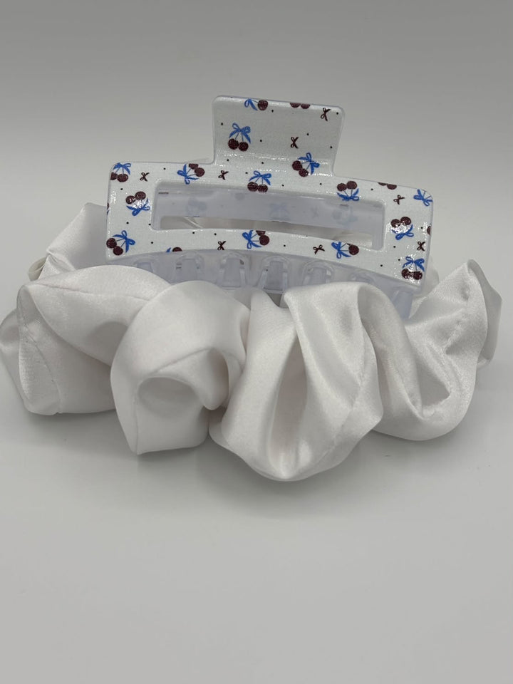 White Cherry Bow - Hair Claw